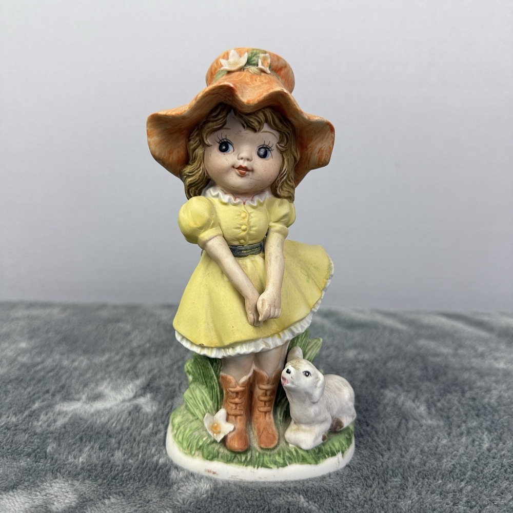 Vintage Ardco Dallas Girl with Sheep Figurine Tagged‎ Marked